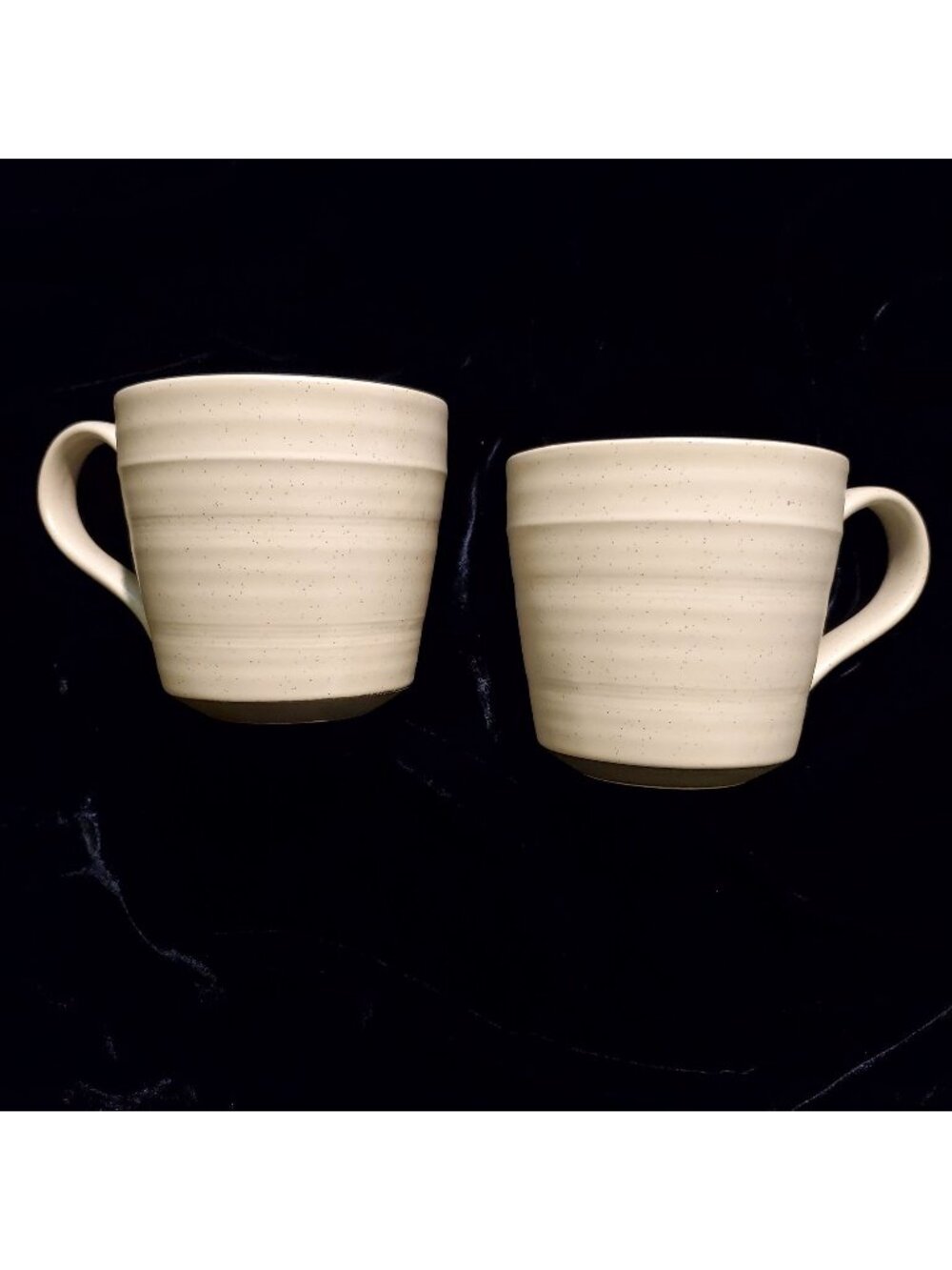 2 Bee & Willow Mugs 16oz ivory Speckled Stoneware Charm Large Coffee Mocha Cups